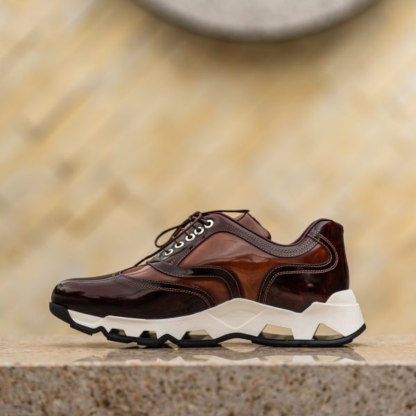Pantofi Smart Business Camel cu Bordo - imagine 4