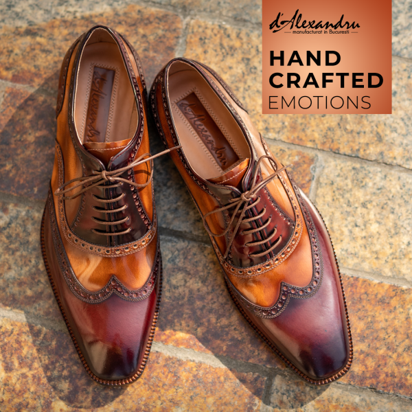 Pantofi Oxford Bordo cu Maro - imagine 6