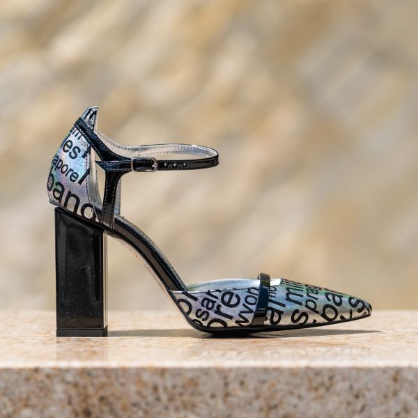 Pantofi Dama Cu Toc Gros Queen Letters