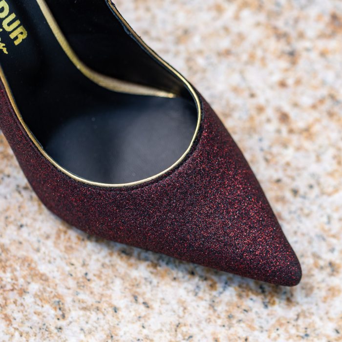 Pantofi Dama Toc Clepsidra Sophie Glitter Rosu CONDUR by alexandru 3