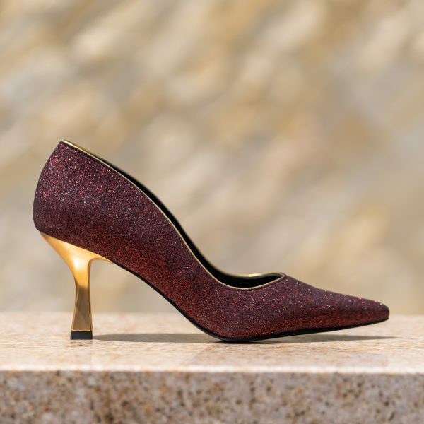 Pantofi Dama Toc Clepsidra Sophie Glitter Rosu CONDUR by alexandru 1