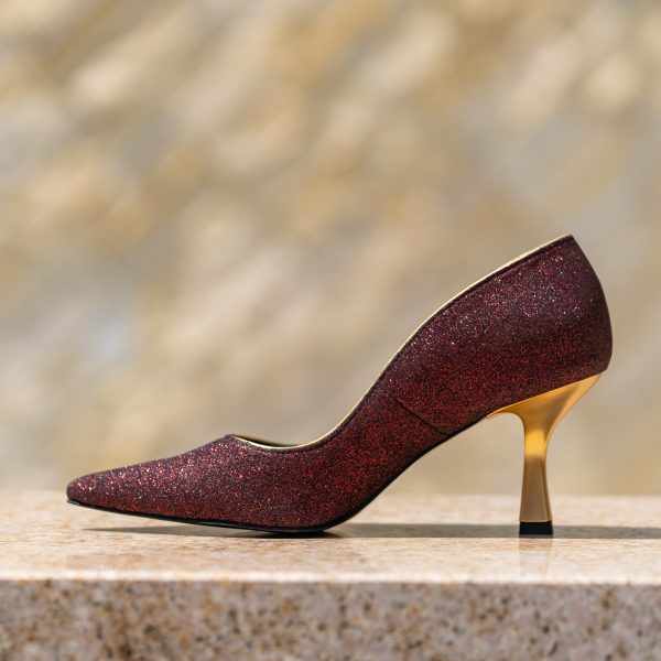 Pantofi Dama Toc Clepsidra Sophie Glitter Rosu CONDUR by alexandru 2