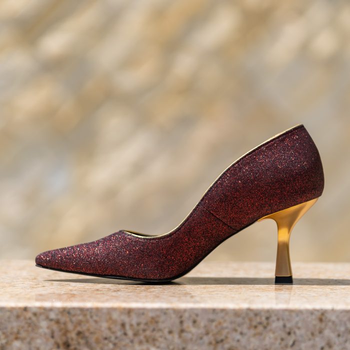 Pantofi Dama Toc Clepsidra Sophie Glitter Rosu CONDUR by alexandru 2