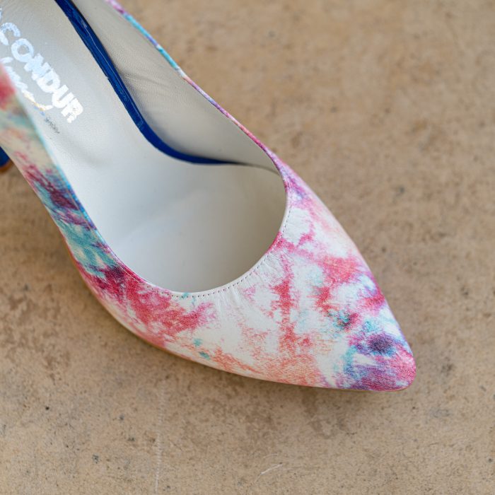 Pantofi Dama Cu Toc Gros Victoria Print Multicolor CONDUR by alexandru 2