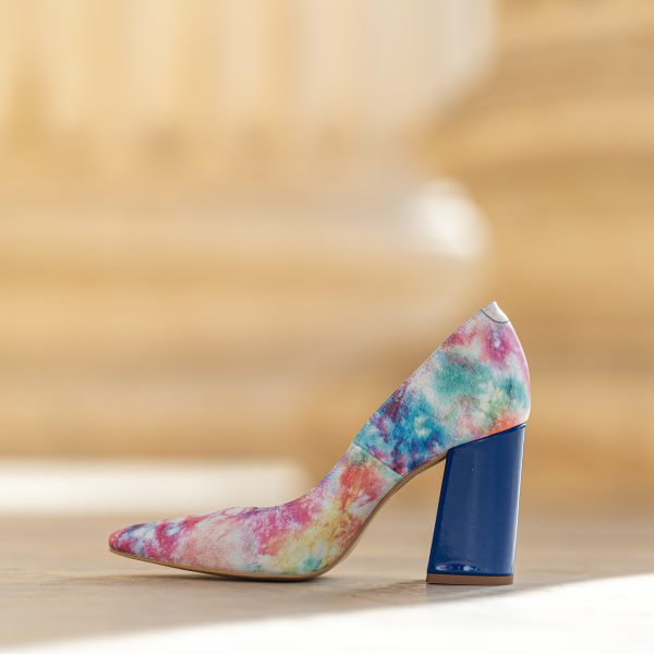 Pantofi Dama Cu Toc Gros Victoria Print Multicolor CONDUR by alexandru 3