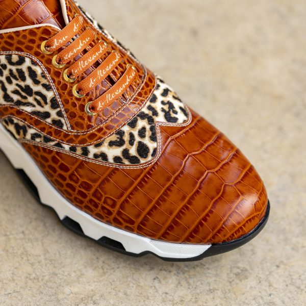 Pantofi smart print cognac - imagine 2