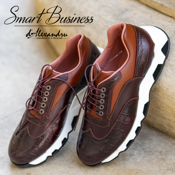 Pantofi Smart Business Print Bordo - imagine 2