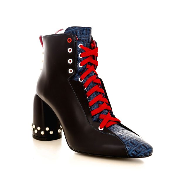 Botine din piele naturala 9810 perle - imagine 3