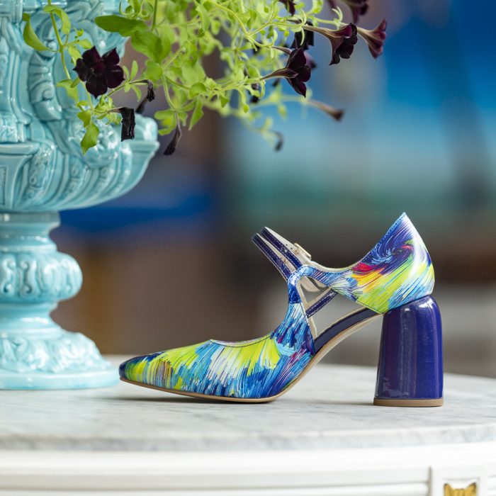 Pantofi Dama Cu Toc Gros Fantasy Blue Magic CONDUR by alexandru 3