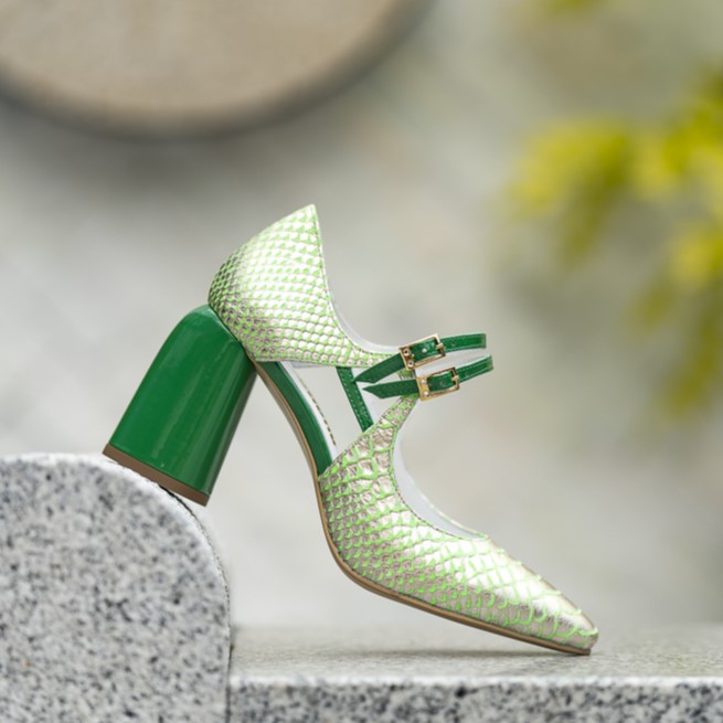 Pantofi Dama Cu Toc Gros Fantasy Green Love CONDUR by alexandru 1