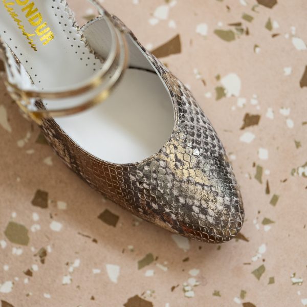 Pantofi Dama Cu Toc Gros Fantasy Royal Gold CONDUR by alexandru 3