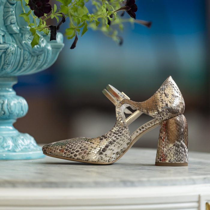 Pantofi Dama Cu Toc Gros Fantasy Royal Gold CONDUR by alexandru 2