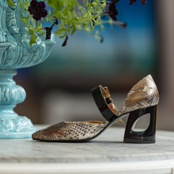 Pantofi Dama Cu Toc Gros People Gold - imagine 2