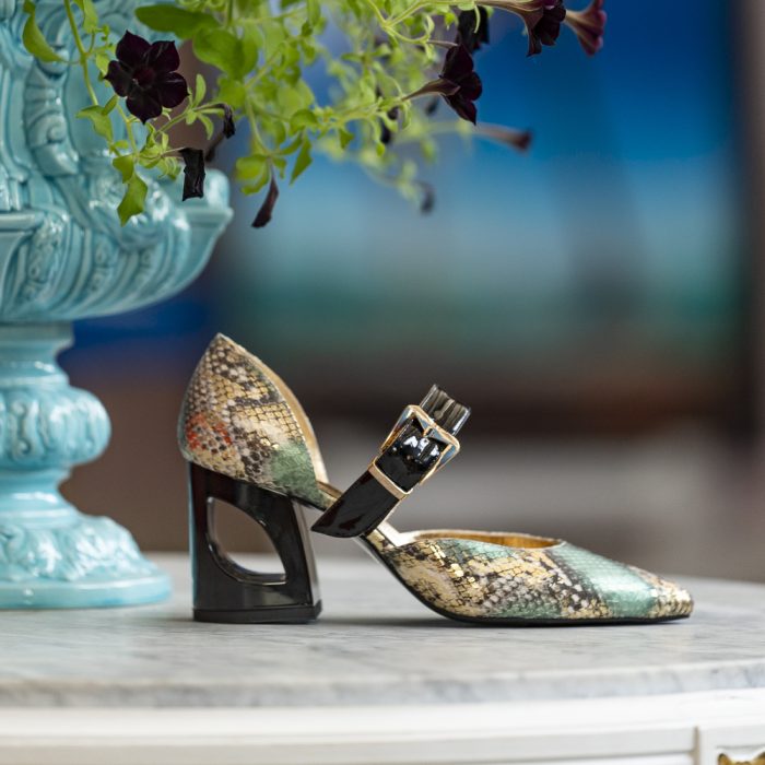 Pantofi Dama Cu Toc Gros People Royal Green