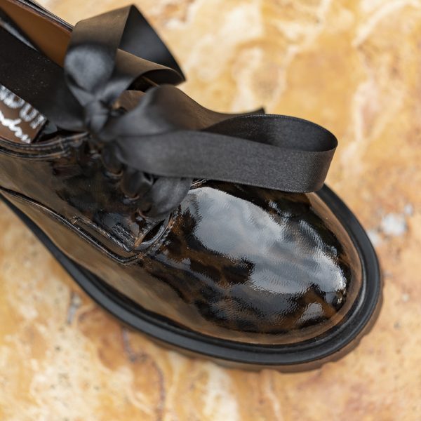 Pantofi Dama Cu Siret Renate Black Animal Print CONDUR by alexandru 2