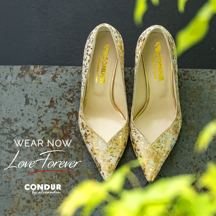 Pantofi Dama Toc Clepsidra Marta Golden Flower CONDUR by alexandru 2