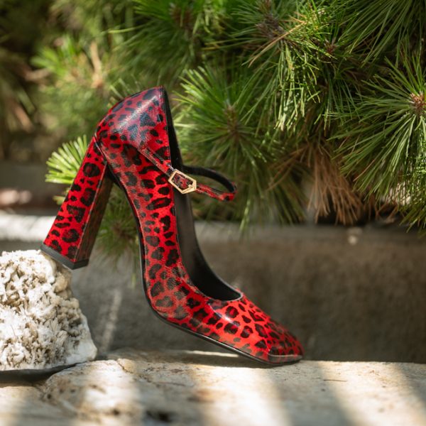 Pantofi Dama Cu Toc Gros Margot Red CONDUR by alexandru 5