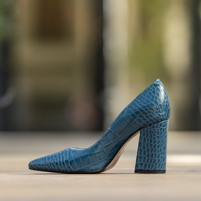 Pantofi Dama cu Toc Gros Victoria Blue Turquoise CONDUR by alexandru 2