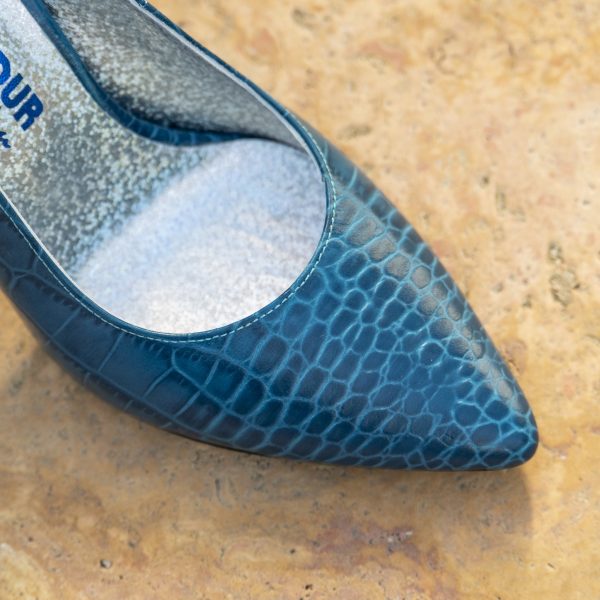Pantofi Dama cu Toc Gros Victoria Blue Turquoise CONDUR by alexandru 3