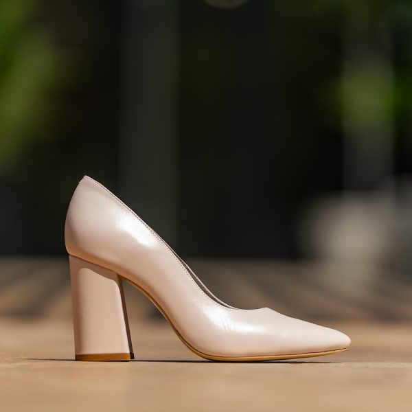 Pantofi Dama Cu Toc Gros Victoria Nude Roze CONDUR by alexandru 1