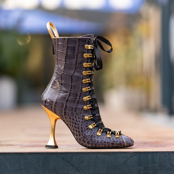 Ghete din Piele Naturala Angelina Grey - imagine 1
