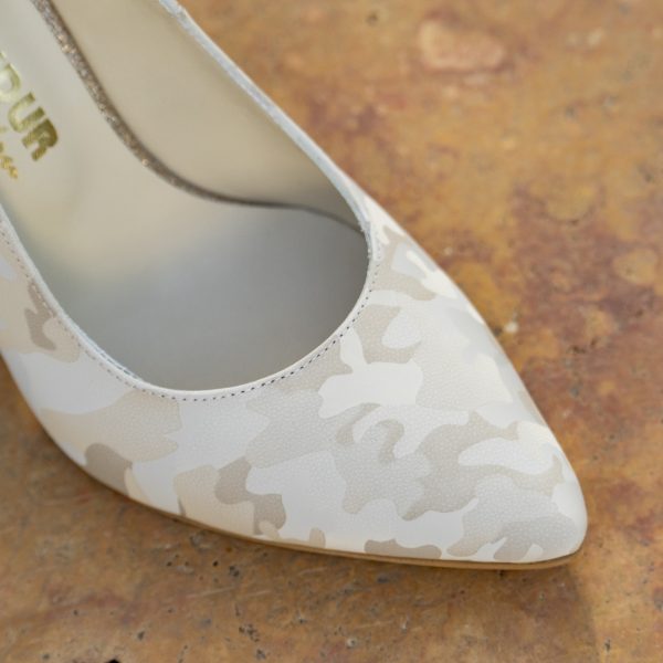 Pantofi Dama cu Toc Gros Victoria Print Beige CONDUR by alexandru 1