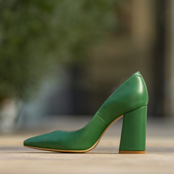 Pantofi Dama cu Toc Gros Victoria Green - imagine 2