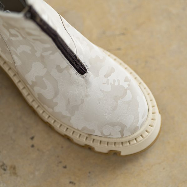 Ghete Dama din Piele Naturala Leila Print Beige - imagine 3