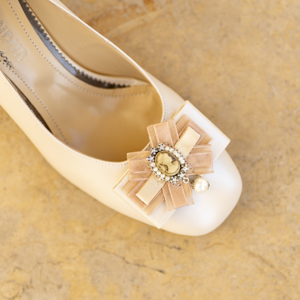 Pantofi Dama cu Toc Gros Mary Nude - imagine 3