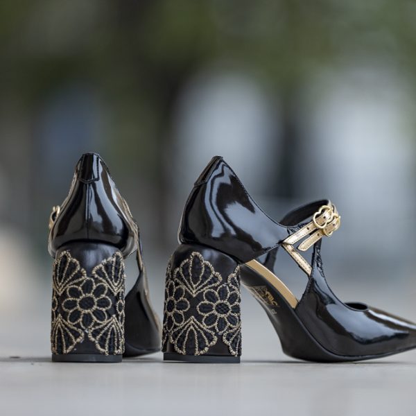 Pantofi Dama Cu Toc Gros Fantasy Dantela - imagine 6