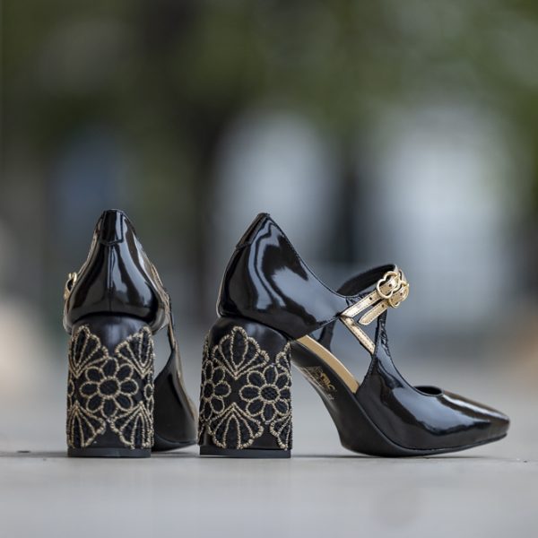 Pantofi Dama Cu Toc Gros Fantasy Dantela - imagine 5