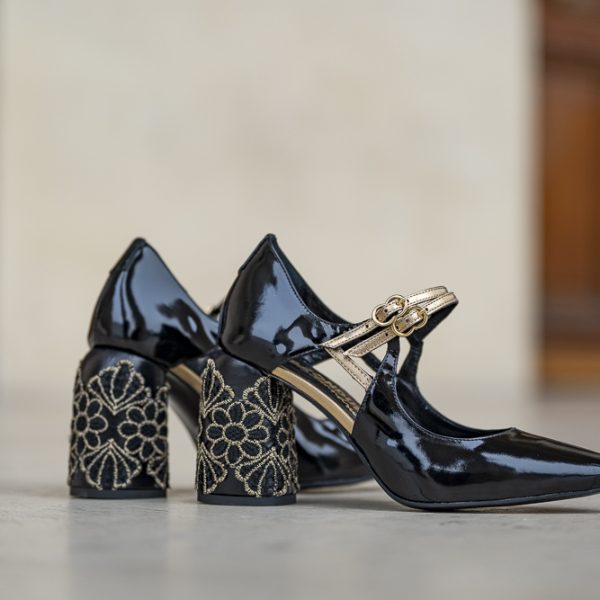 Pantofi Dama Cu Toc Gros Fantasy Dantela - imagine 4