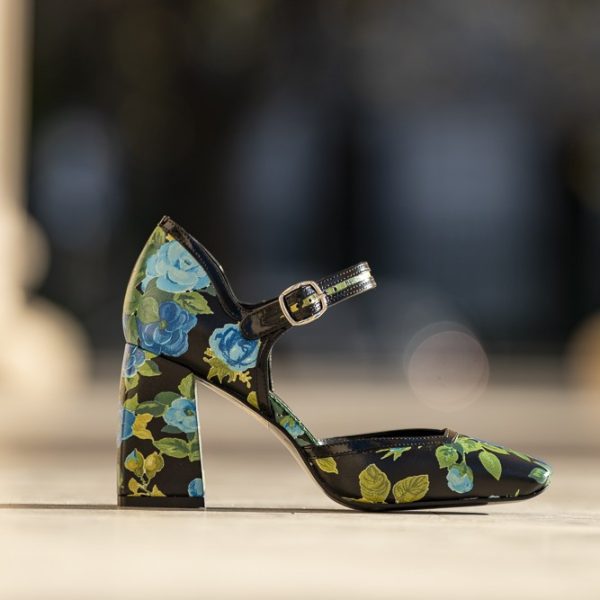 Pantofi Dama Cu Toc Gros Baccarat Blue Flowers - imagine 2