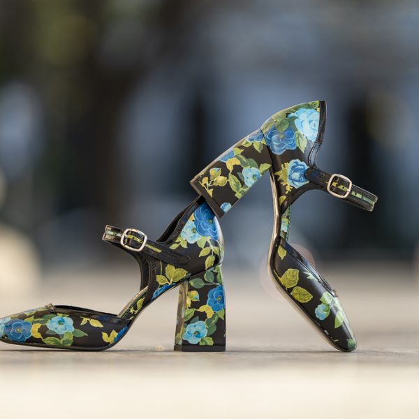 Pantofi Dama Cu Toc Gros Baccarat Blue Flowers - imagine 6