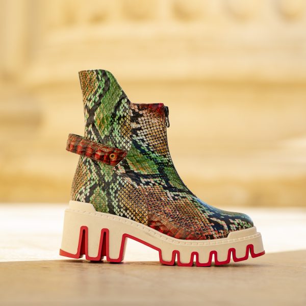 Ghete Dama din Piele Naturala Leila Dark Colorful - imagine 3