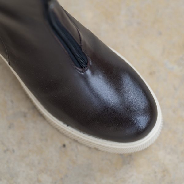 Ghete Dama din Piele Naturala Leila Dark Brown - imagine 3
