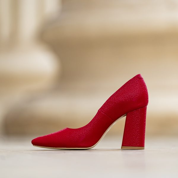 Pantofi Dama cu Toc Gros Victoria Red Dots - imagine 3