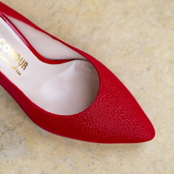 Pantofi Dama cu Toc Gros Victoria Red Dots - imagine 2