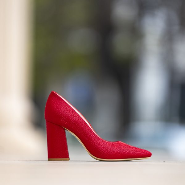 Pantofi Dama cu Toc Gros Victoria Red Dots - imagine 4