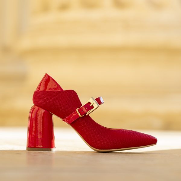 Pantofi Dama Cu Toc Gros Maribel Red - imagine 4