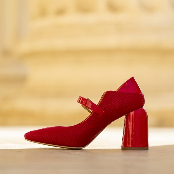 Pantofi Dama Cu Toc Gros Maribel Red - imagine 3
