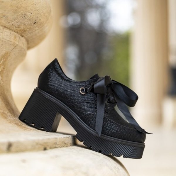 Pantofi Dama Cu Talpa Groasa Amani Black Dots - imagine 1
