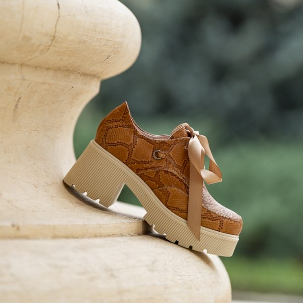 Pantofi Dama Cu Talpa Groasa Amani Cognac2 - imagine 4