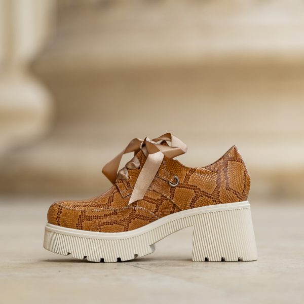 Pantofi Dama Cu Talpa Groasa Amani Cognac2 - imagine 3