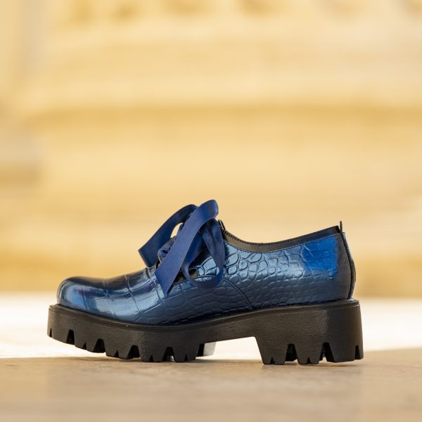 Pantofi Dama cu Siret Renate Blue - imagine 2