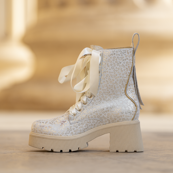 Ghete Dama din Piele Naturala Ava White - imagine 3
