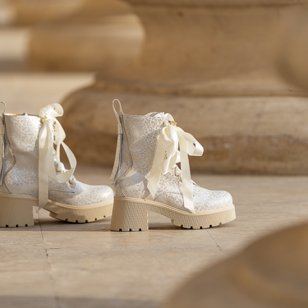 Ghete Dama din Piele Naturala Ava White - imagine 6