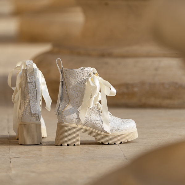 Ghete Dama din Piele Naturala Ava White - imagine 4