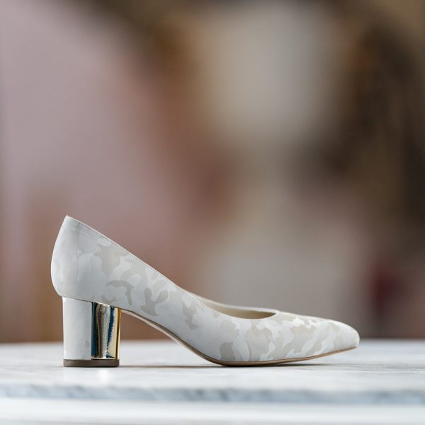 Pantofi Dama cu Toc Gros Chaterine Beige - imagine 1