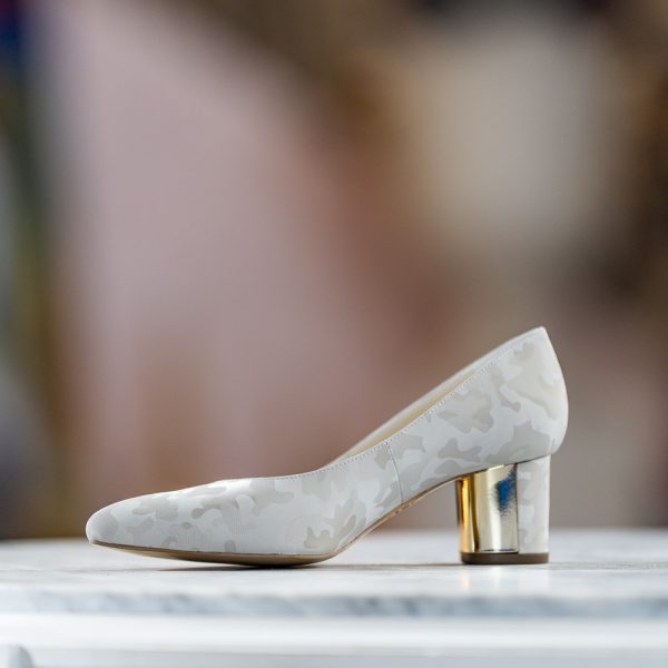 Pantofi Dama cu Toc Gros Chaterine Beige - imagine 2